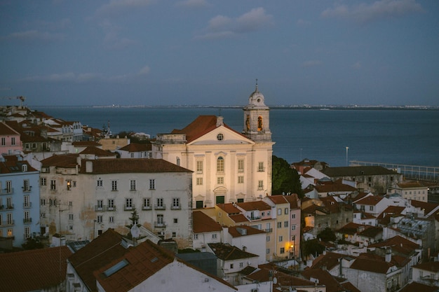 Beautiful view of a night on Lisbon