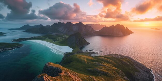 Photo a beautiful view of the ocean with mountains in the background