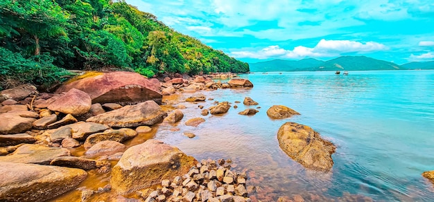 beautiful view of the ocean with rocks