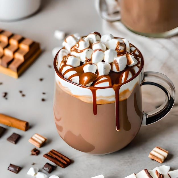 写真 ホットチョコレートのカップの美しい景色