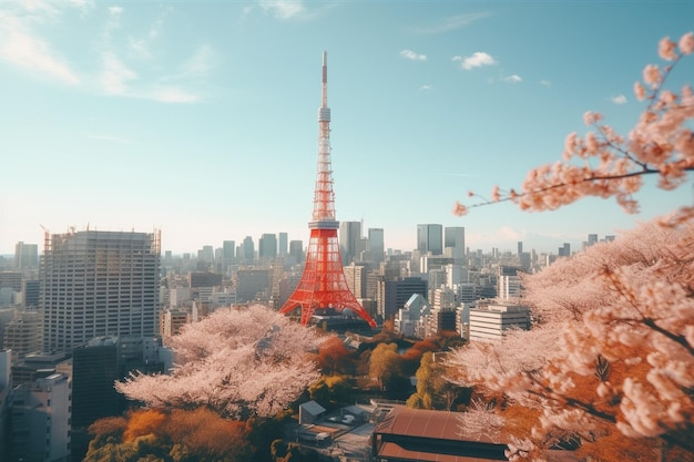 写真 エンパイア・ステートとニューヨーク市の高層ビルを眺める美しい景色