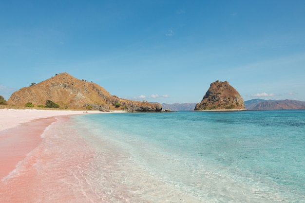 Beautiful view of pink beach at Labuan Bajo Indonesia