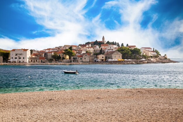 Beautiful view of Primosten Old town in Adriatic sea, Dalmatian coast, Croatia