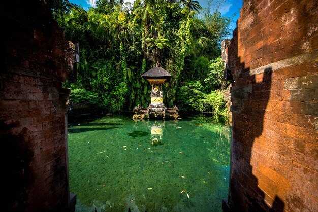 A beautiful view of Pura Tirta Empul temple located in Bali Indonesia