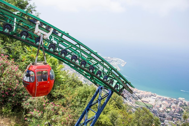 Photo beautiful view of the resort town of jounieh from mount harisa, lebanon