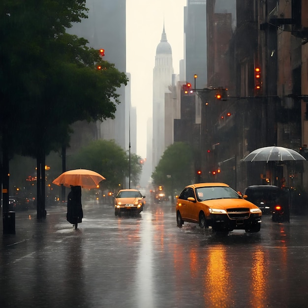 Beautiful view of the road during rain American city