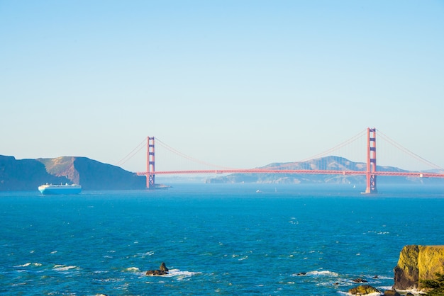 Beautiful view of the San Francisco Bay with the Golden Gate Bridge