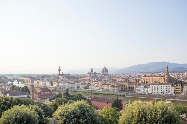 Beautiful view of Santa Maria del Fiore and Giotto's Belltower in Florence, Italy