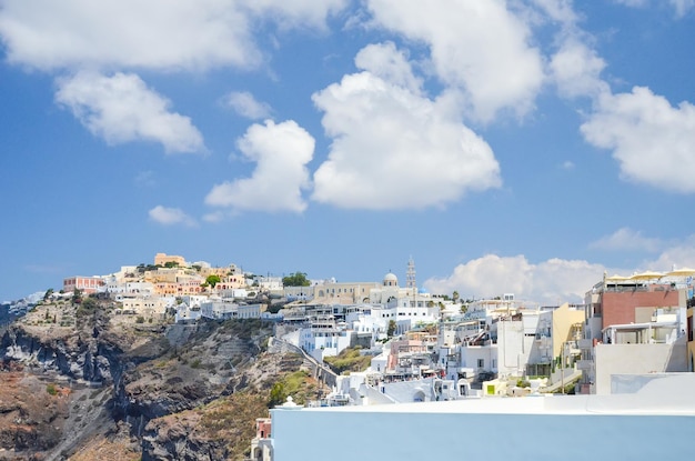 Beautiful view of the sea from the mountains of Santorini