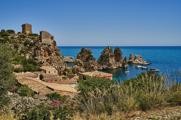 이탈리아 스코펠로 시칠리아(Scopello Sicily) 바다의 아름다운 전망