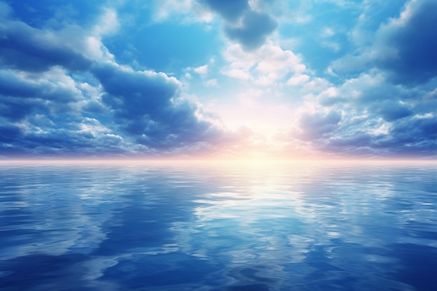 Beautiful view of a sea with a cloudy sky reflected on it