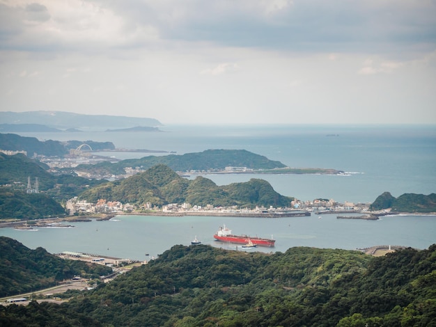 beautiful view of sea with red ship