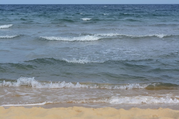 Beautiful view of sea with waves and sandy beach