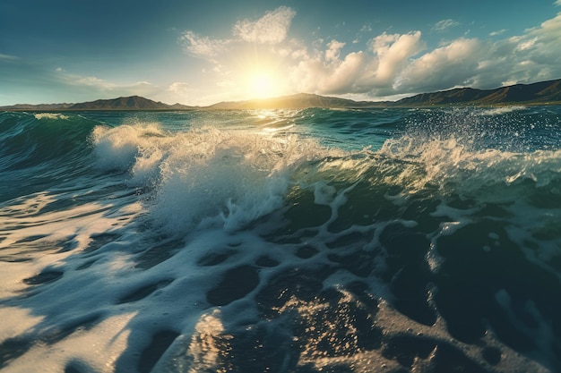 Beautiful view of a sea with waves