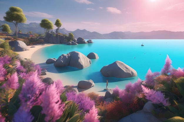 beautiful view of the seabeautiful view of the sea3 d cg rendering of lake