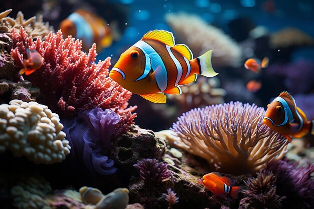 beautiful view of the seabed with Clown Fish