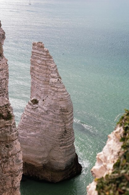 Beautiful view of the sharp rocks in the sea