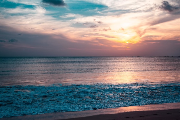 Beautiful view of the sky at sunset on the beach