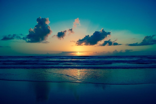 Beautiful view of the sky at sunset on the beach