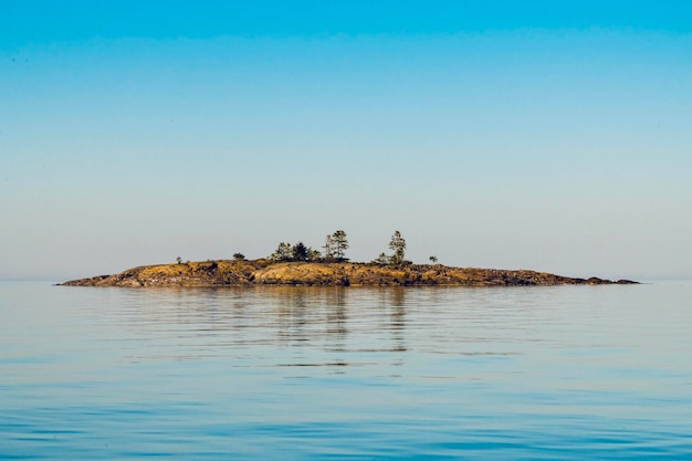 Beautiful view of Stockholm archipelago and Baltic sea at sunset in Sweden