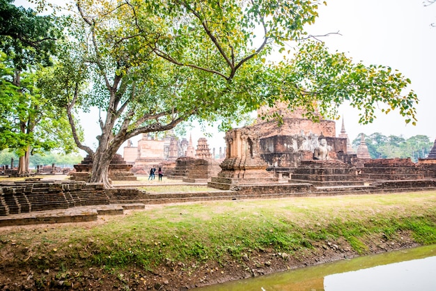 A beautiful view of Sukhothai Historical Park located in Thailand