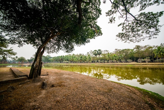 A beautiful view of Sukhothai Historical Park located in Thailand