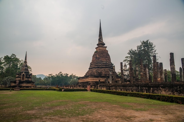 A beautiful view of Sukhothai Historical Park located in Thailand