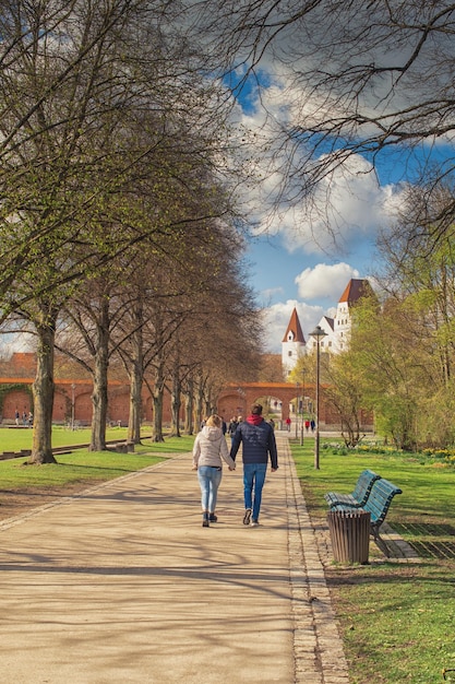 Beautiful view on a sunny day in a park in germany ingolstadt