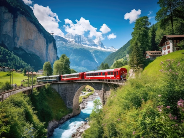 夏のスイスの美しい景色