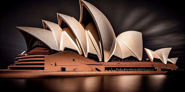 Foto bella vista dell'opera house di sydney schizzi ad acquerello ai generativa