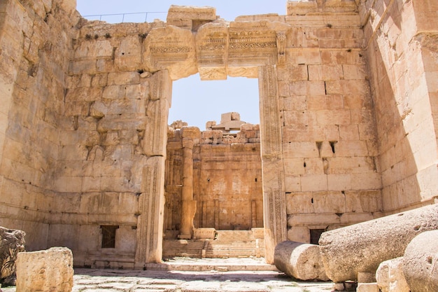 Beautiful view of the Temple of Bacchus in the ancient city of Baalbek, Lebanon