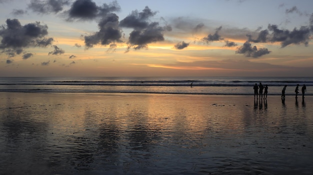 A beautiful view of tourists in Kuta Beach Bali Indonesia