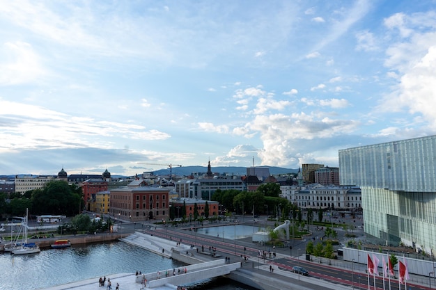 Beautiful view of the town and the lake in Oslo Norway