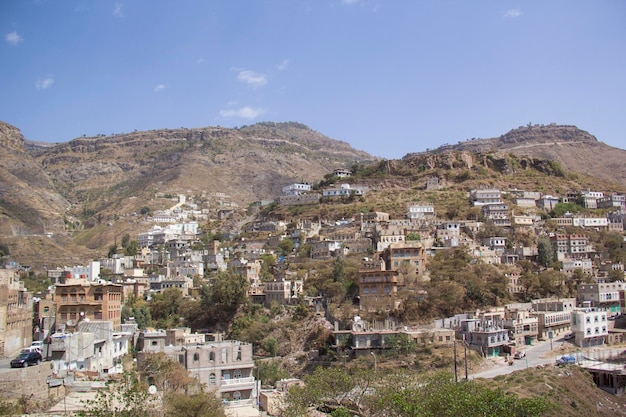 Beautiful view of the typical architecture of yemen in jibla yemen