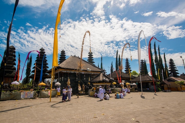 A beautiful view of Ulun Danu Beratan Hindu temple located in Ubud Bali Indonesia