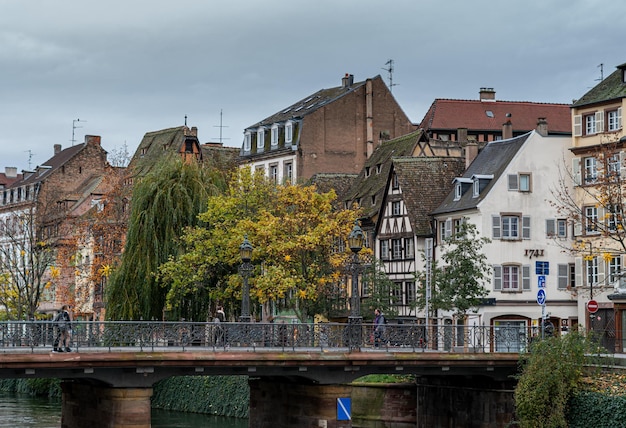 Beautiful view of vintage small stone houses in the petitefrance region of strasbourg