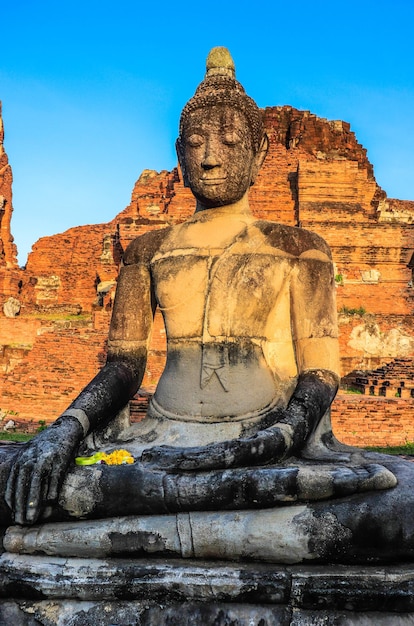 タイのアユタヤにあるワットマハタート寺院の美しい景色