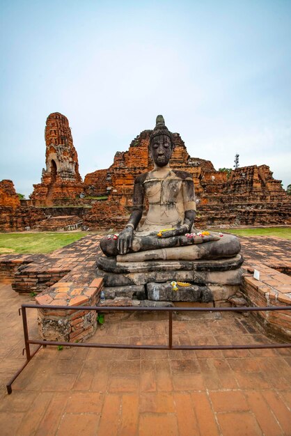 A beautiful view of Wat Mahathat temple located in Ayutthaya Thailand