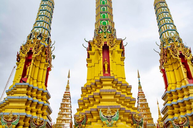 A beautiful view of wat paknam temple located in bangkok thailand