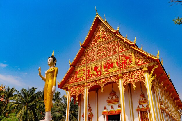 A beautiful view of Wat Pha That Luang temple located in Vientiane Laos