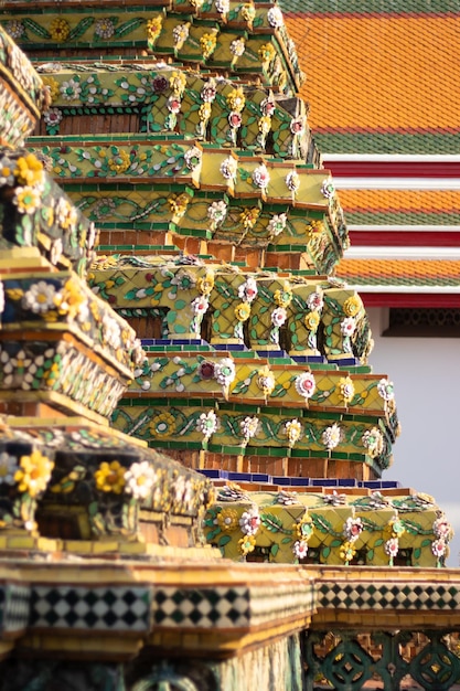 A beautiful view of Wat Pho the reclining buddha temple located in Bangkok Thailand