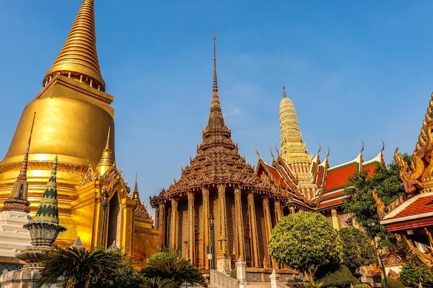 A beautiful view of Wat Phra Kaew Temple The Grand Palace located in Bangkok Thailand