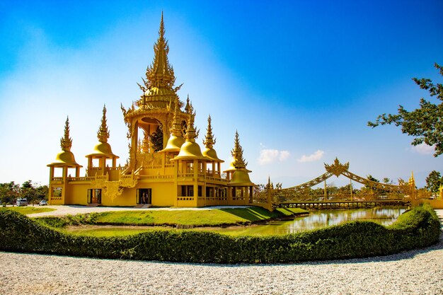 A beautiful view of Wat Rong Khun the White Temple located in Chiang Rai Thailand