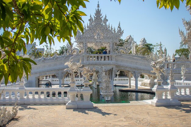 A beautiful view of Wat Rong Khun the White Temple located in Chiang Rai Thailand