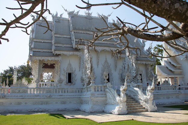 A beautiful view of Wat Rong Khun the White Temple located in Chiang Rai Thailand