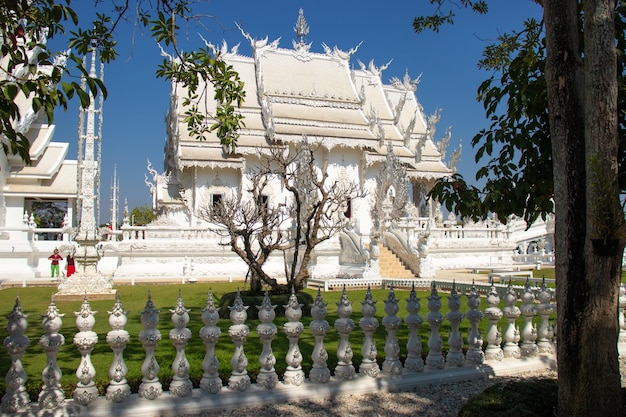 A beautiful view of Wat Rong Khun the White Temple located in Chiang Rai Thailand