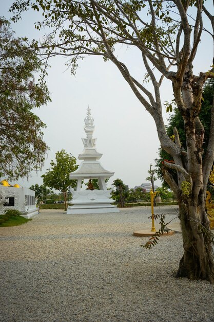 A beautiful view of Wat Rong Khun the White temple located in Chiang Rai Thailand