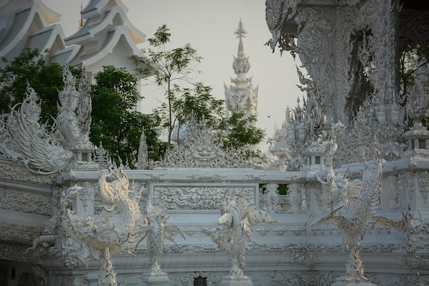 A beautiful view of Wat Rong Khun the White temple located in Chiang Rai Thailand