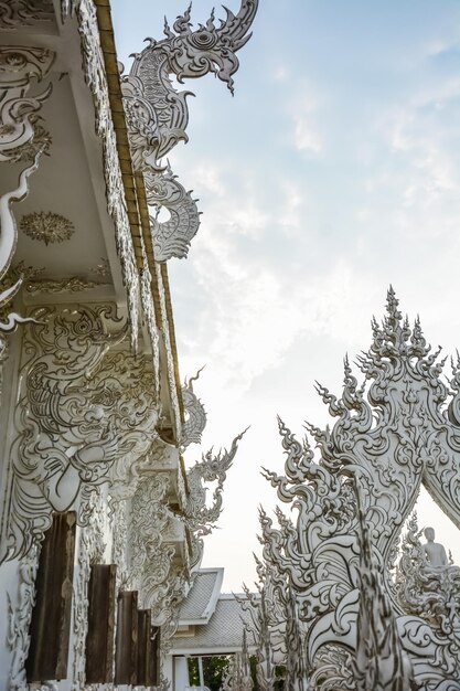 A beautiful view of Wat Rong Khun the White temple located in Chiang Rai Thailand