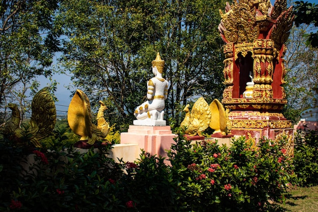Una bellissima vista del tempio wat saeng kaeo situato a chiang rai thailandia